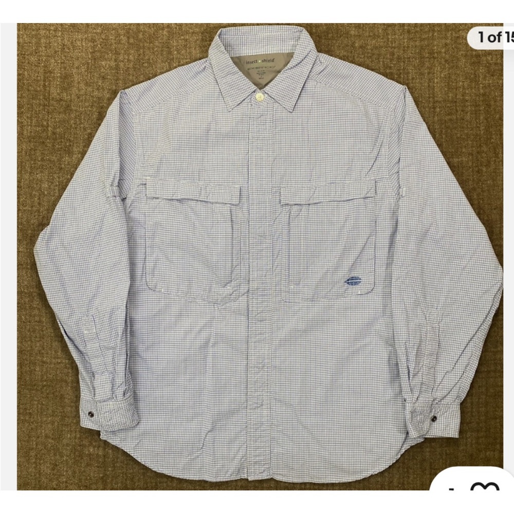 EXOFFICIO Men's Blue Plaid Lightweight insect shield shirt